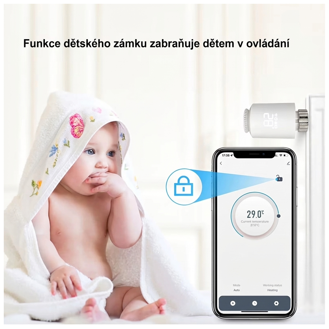 Chytrá termostatická hlavice Zigbee